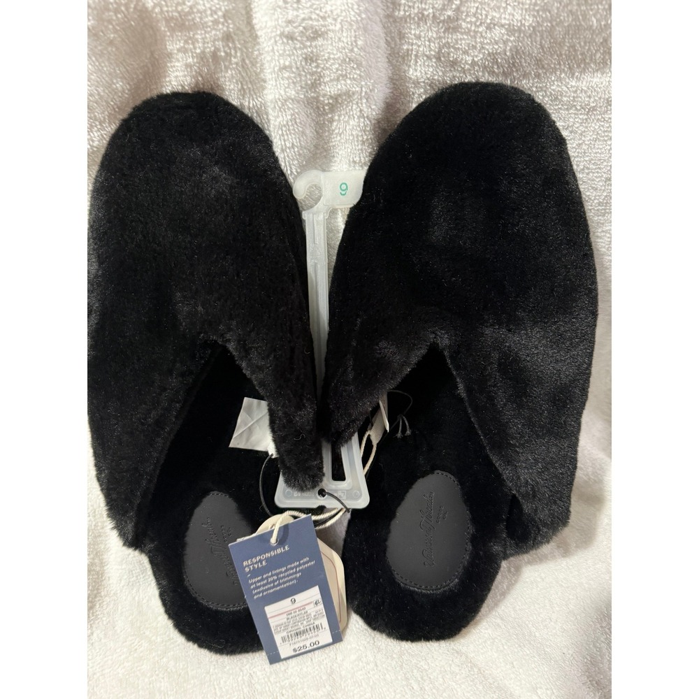 Universal Thread Womens Faux Fur Mule Slippers Black Pointed Toe Size 9 NWT